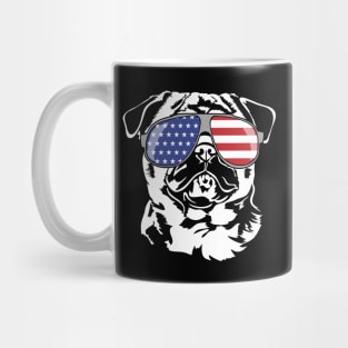 Funny Proud Pug American Flag sunglasses patriotic dog Mug